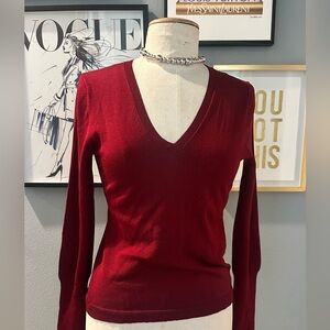Banana Republic Deep Red V-Neck Sweater